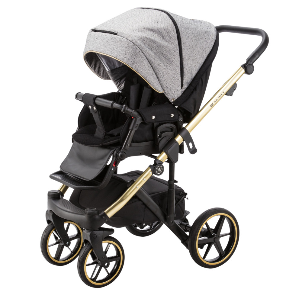 Коляска 2 в 1 Adamex Diego DW-500 (серая ткань, золотая рама)