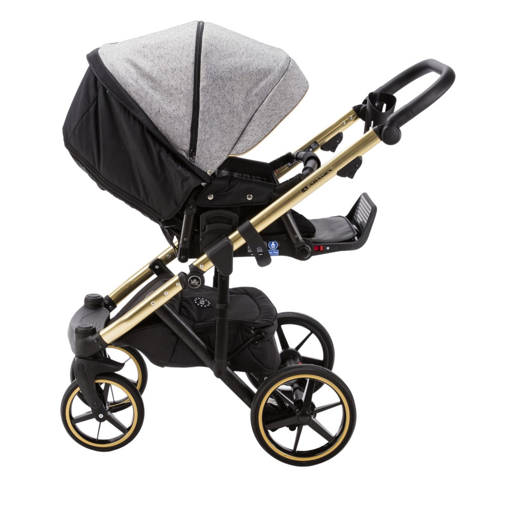Коляска 2 в 1 Adamex Diego DW-500 (серая ткань, золотая рама)