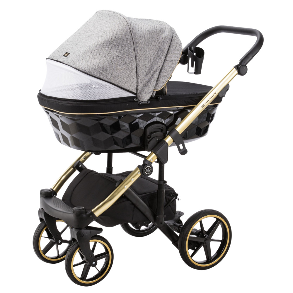 Коляска 2 в 1 Adamex Diego DW-500 (серая ткань, золотая рама)