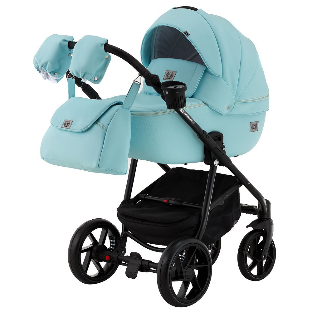 Коляска 2 в 1 Adamex Hybryd Plus шкіра 100% BR335 блакитний