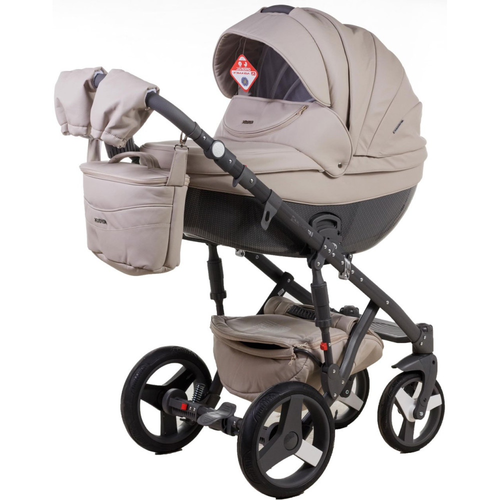 Коляска 2 в 1 Adamex Monte Carbon Deluxe 55S-SZ еко шкіра 100% (Адамекс Монте 55S-SZ)