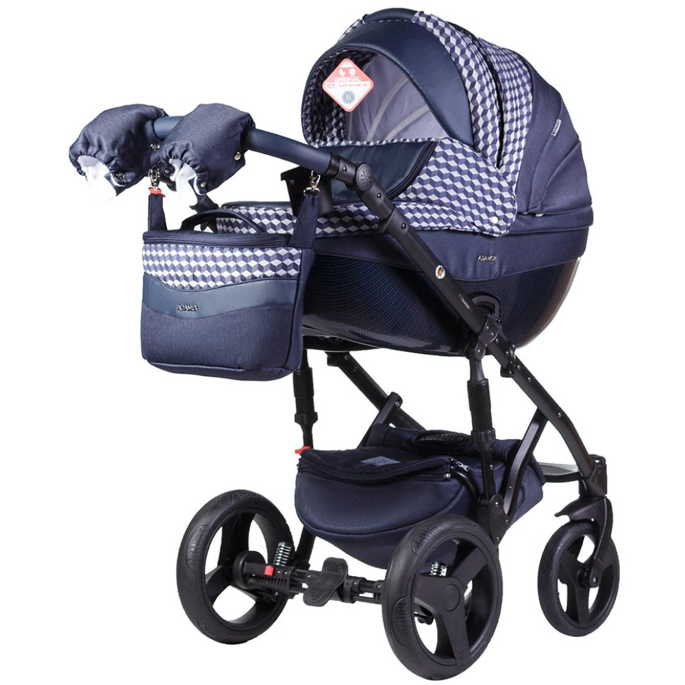 Коляска 2 в 1 Adamex Monte Carbon Deluxe D62 еко шкіра 100% (Адамекс Монте Д62)