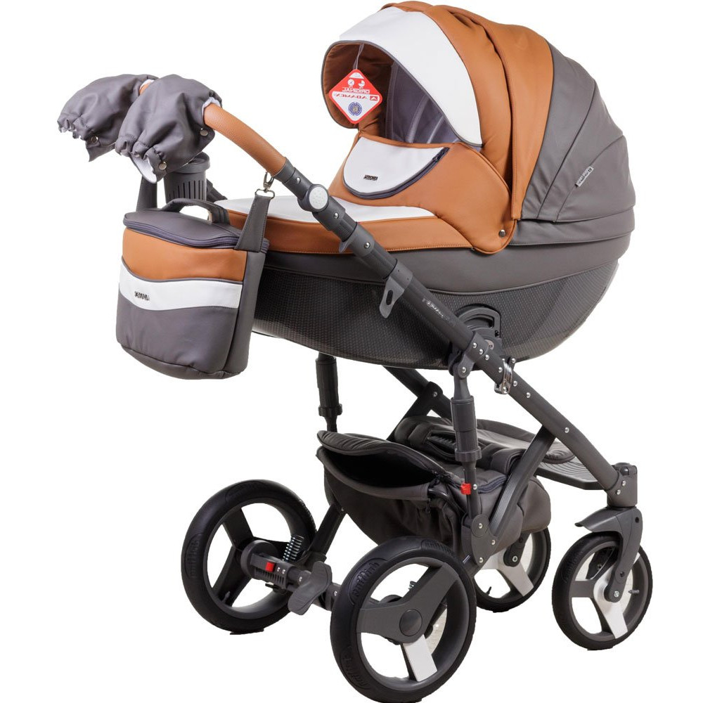 Коляска 2 в 1 Adamex Monte Carbon Deluxe D101 еко шкіра 100% (Адамекс Монте Д101)
