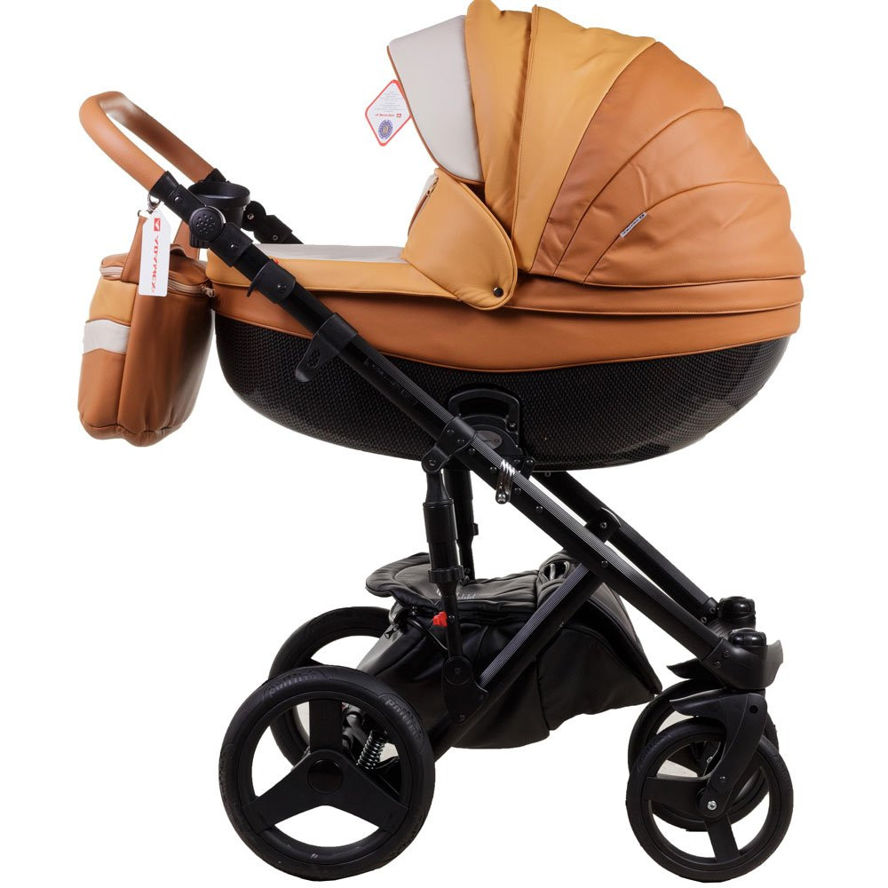 Коляска 2 в 1 Adamex Monte Carbon Deluxe D104 еко шкіра 100% (Адамекс Монте Д104)