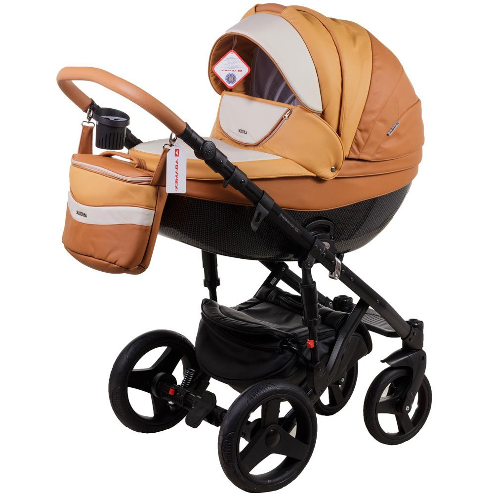 Коляска 2 в 1 Adamex Monte Carbon Deluxe D104 еко шкіра 100% (Адамекс Монте Д104)