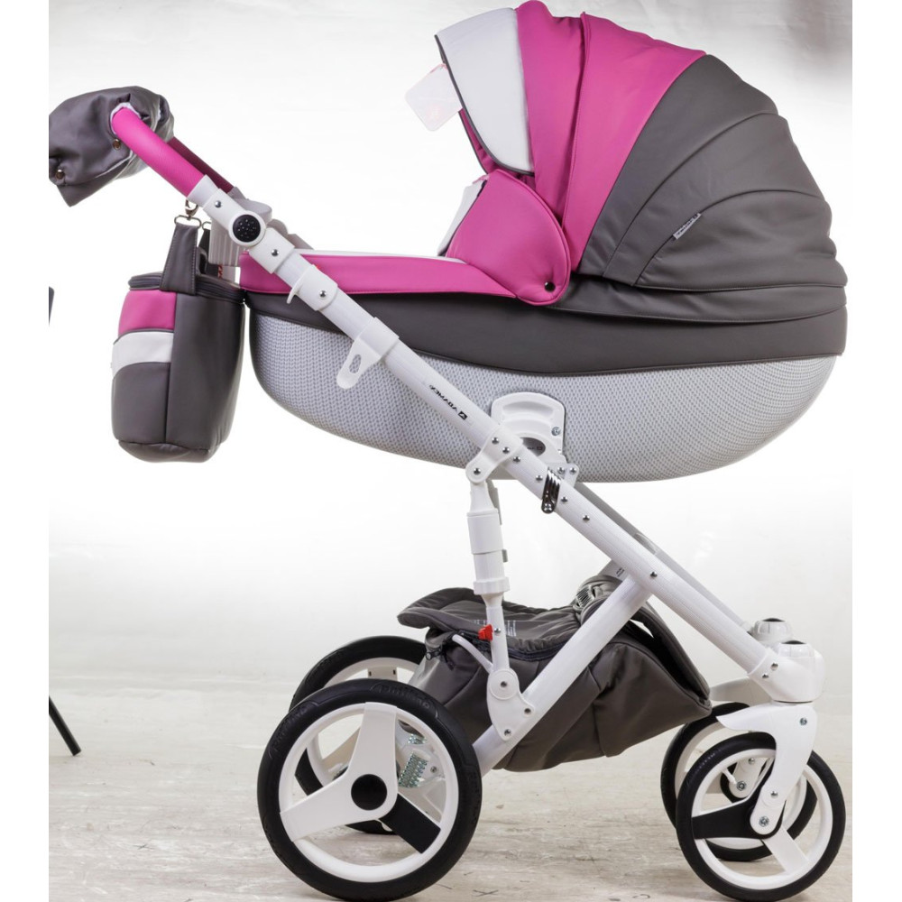 Коляска 2 в 1 Adamex Monte Carbon Deluxe D107 еко шкіра 100% (Адамекс Монте Д107)