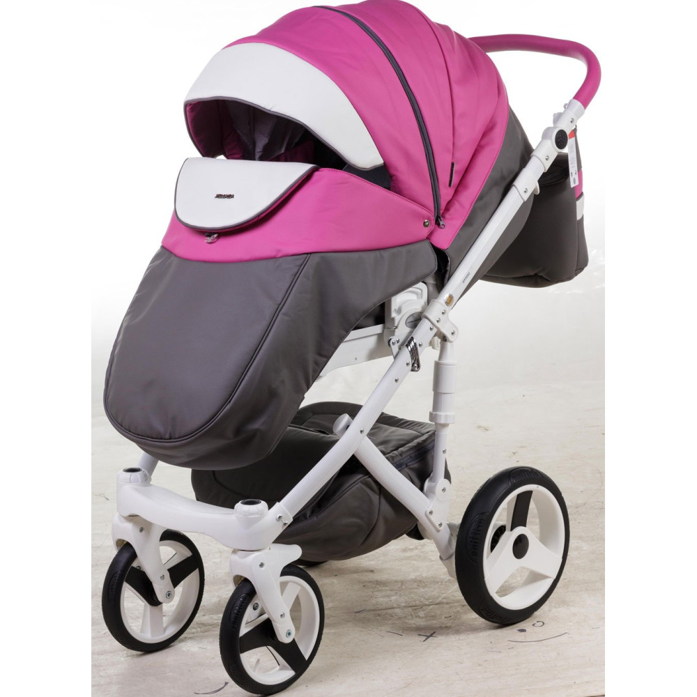 Коляска 2 в 1 Adamex Monte Carbon Deluxe D107 еко шкіра 100% (Адамекс Монте Д107)