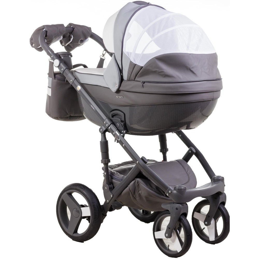 Коляска 2 в 1 Adamex Monte Carbon Deluxe D109 еко шкіра 100% (Адамекс Монте Д109)