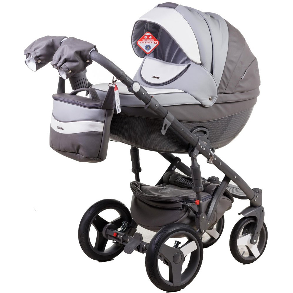 Коляска 2 в 1 Adamex Monte Carbon Deluxe D109 еко шкіра 100% (Адамекс Монте Д109)