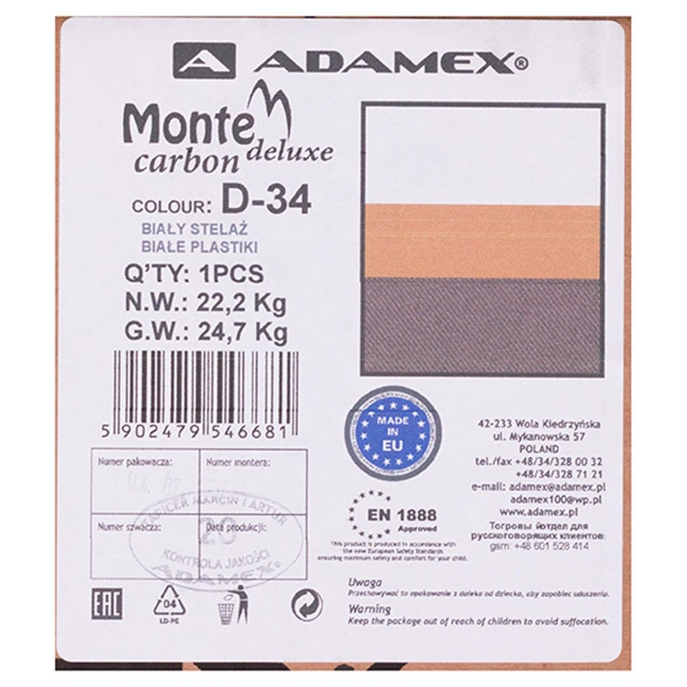 Коляска 2 в 1 Adamex Monte Carbon Deluxe D34 (Адамекс Монте Д34)
