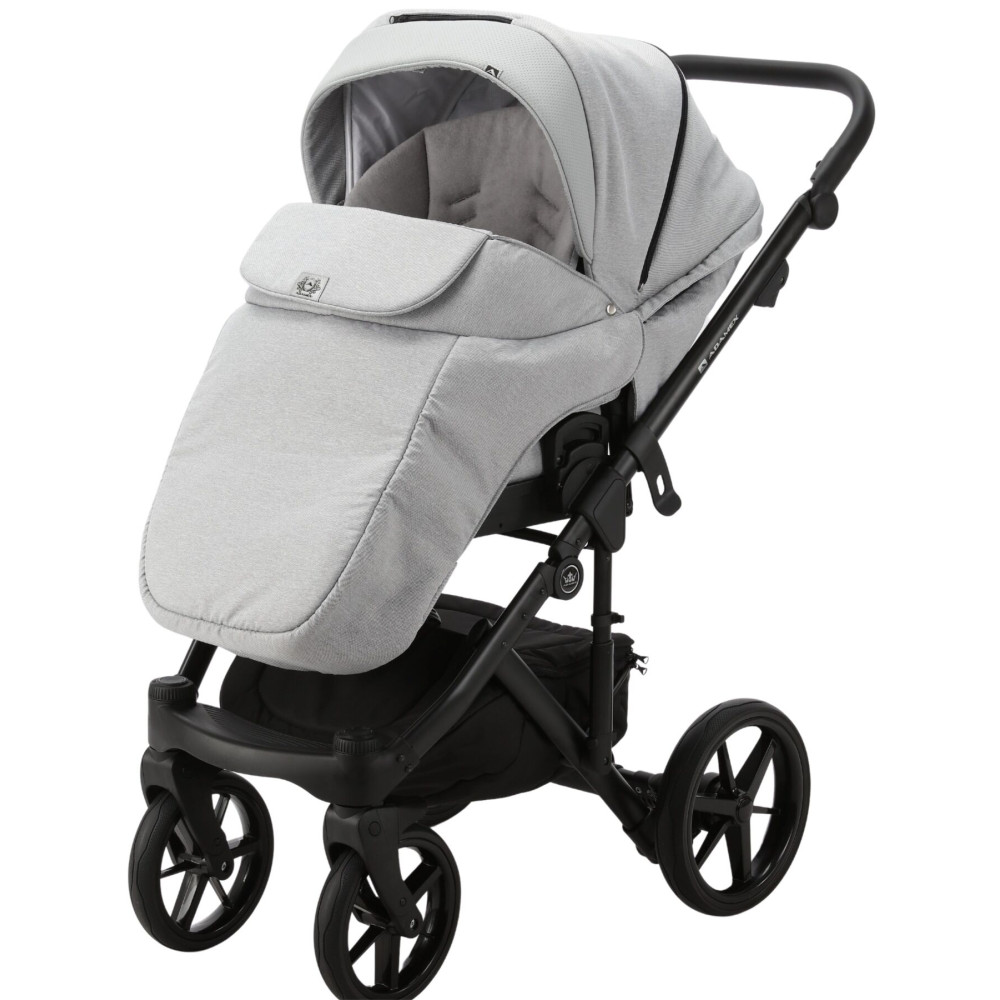 Коляска 2 в 1 Adamex Olivia PS-11 (серая ткань - серая кожа в перфорацию)