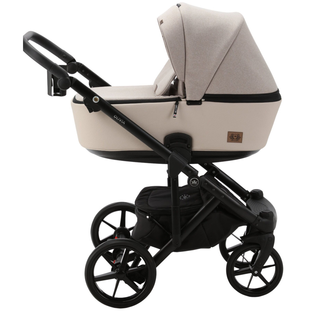 Коляска 2 в 1 Adamex Olivia PS-16 (бежевая ткань - бежевая кожа в перфорацию) Коляска 2 в 1 Adamex Olivia PS-16 (бежевая ткань - бежевая кожа в перфорацию)