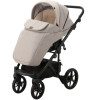 Коляска 2 в 1 Adamex Olivia PS-16 (бежевая ткань - бежевая кожа в перфорацию)