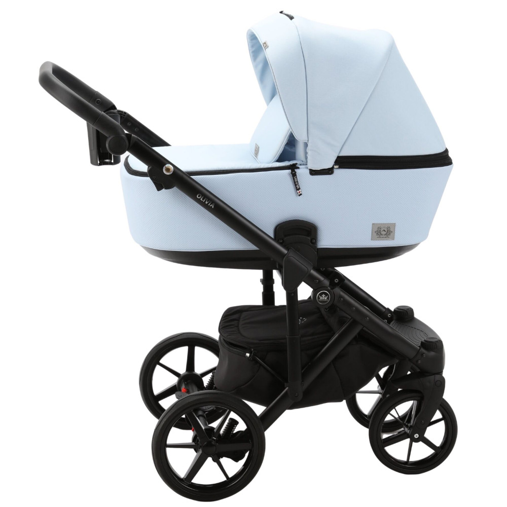 Коляска 2 в 1 Adamex Olivia PS-24 (голубая ткань - голубая кожа в перфорацию) Коляска 2 в 1 Adamex Olivia PS-24 (голубая ткань - голубая кожа в перфорацию)