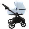Коляска 2 в 1 Adamex Olivia PS-24 (голубая ткань - голубая кожа в перфорацию)