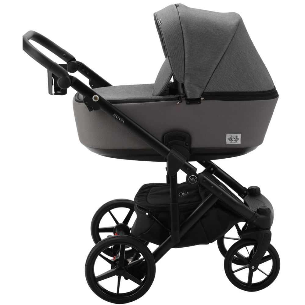 Коляска 2 в 1 Adamex Olivia  PS-5 (серый джинс - серая кожа в перфорацию)
