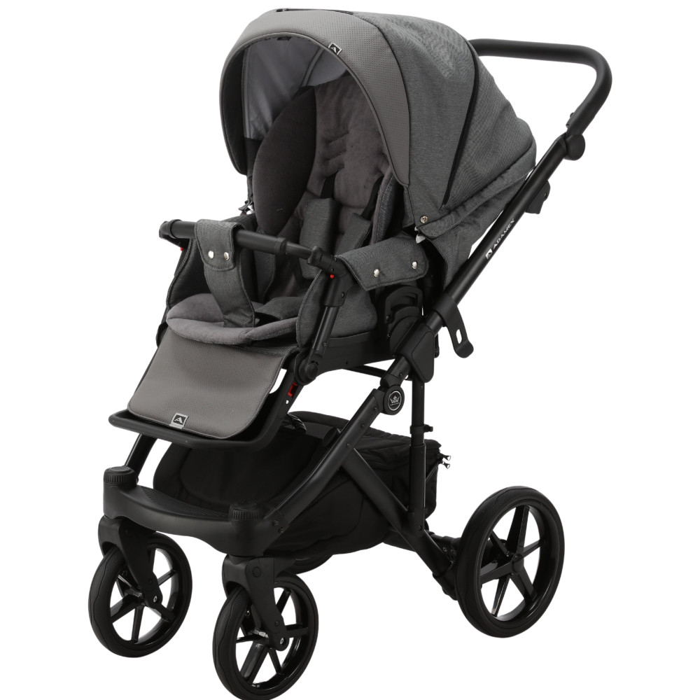 Коляска 2 в 1 Adamex Olivia  PS-5 (серый джинс - серая кожа в перфорацию)