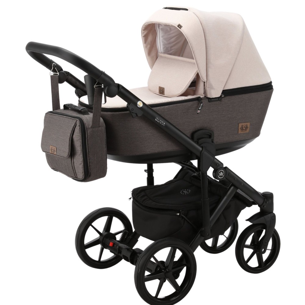 Коляска 2 в 1 Adamex Olivia TD-2 (св.бежевый джинс - коричневый джинс)