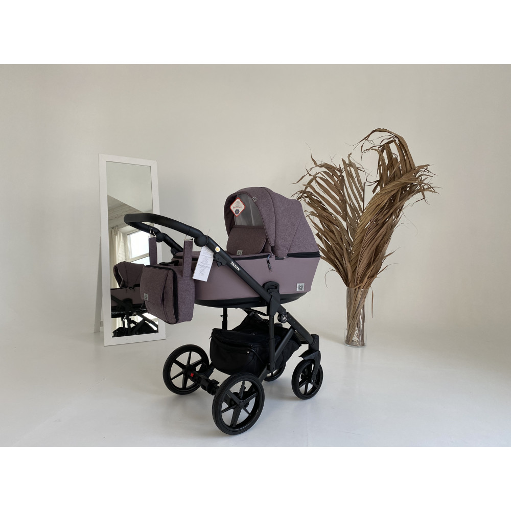 Коляска 2 в 1 Adamex Olivia CR224 (сиреневая ткань - сиреневая кожа в перфорацию)