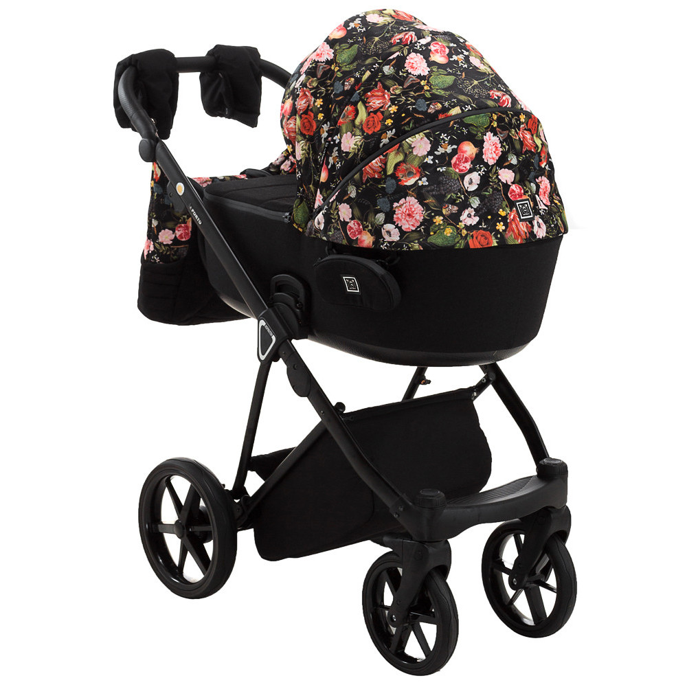 Коляска 2 в 1 Adamex Porto Flowers чорний Коляска 2 в 1 Adamex Porto Flowers чорний