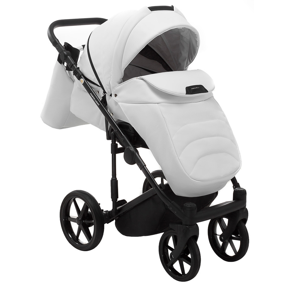 Коляска 2 в 1 Adamex Porto Light SA-1 ECO шкіра 100% білий