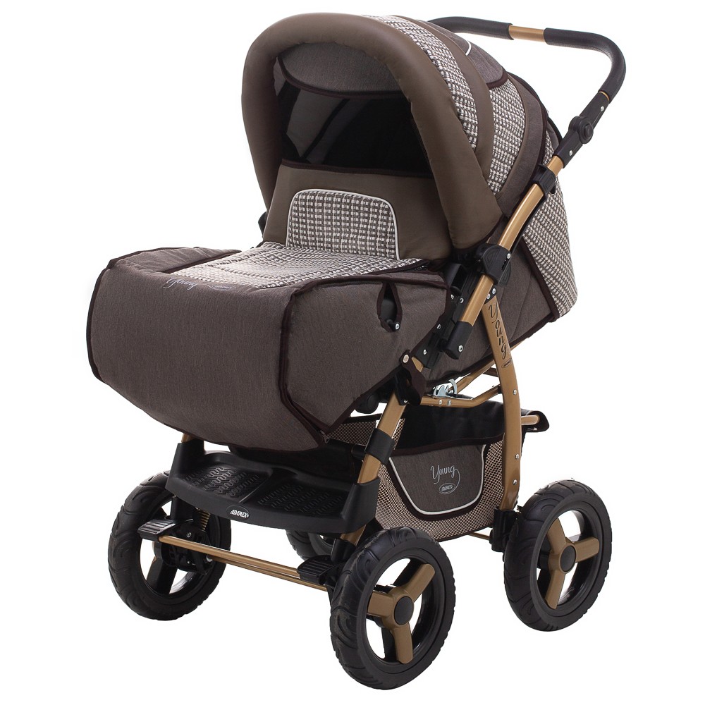 Коляска-трансформер Adamex Young шоколад (шкіра) - коричневий (плетіння)