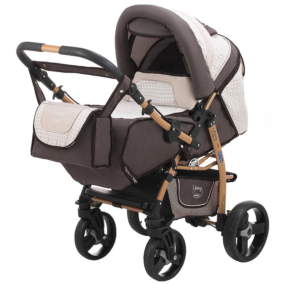 Коляска-трансформер Adamex Young Drifting шоколад - бежевий - бежевий (візерунок)