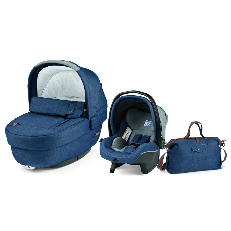 Peg Perego Elite Luxe - модульний набір для дитячої коляски Peg Perego (люлька Navetta Elite, автокрісло Primo Viaggio SL, сумка для мами Borsa) • Urban Denim