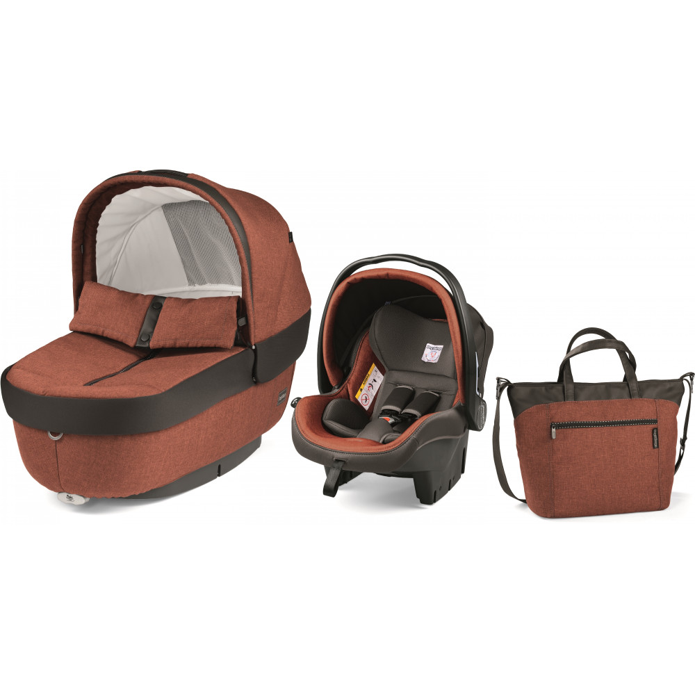 Peg Perego Elite - модульний набір для дитячої коляски Peg Perego (люлька Navetta Elite, автокрісло Primo Viaggio SL, сумка для мами Borsa) • Terracotta