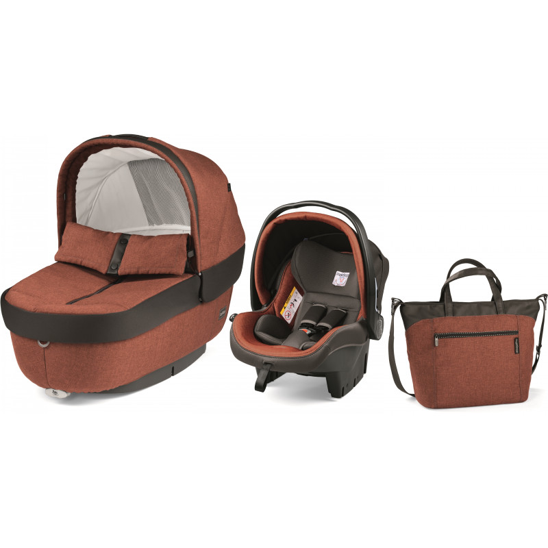 Peg Perego Elite - модульный набор для детской коляски Peg Perego (люлька Navetta Elite, автокресло Primo Viaggio SL, сумка для мамы Borsa) • Terracotta