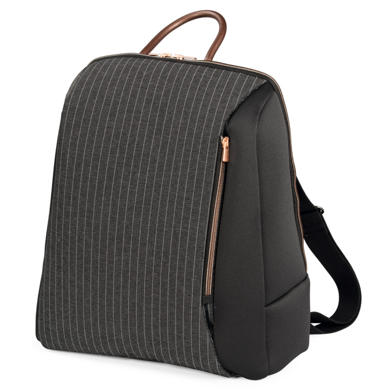Peg Perego Backpack - рюкзак для дитячої коляски Peg Perego, практичний, стильний, рюкзак для мами та малюка з килимком для сповивання • 500 (коричневий з лінією)