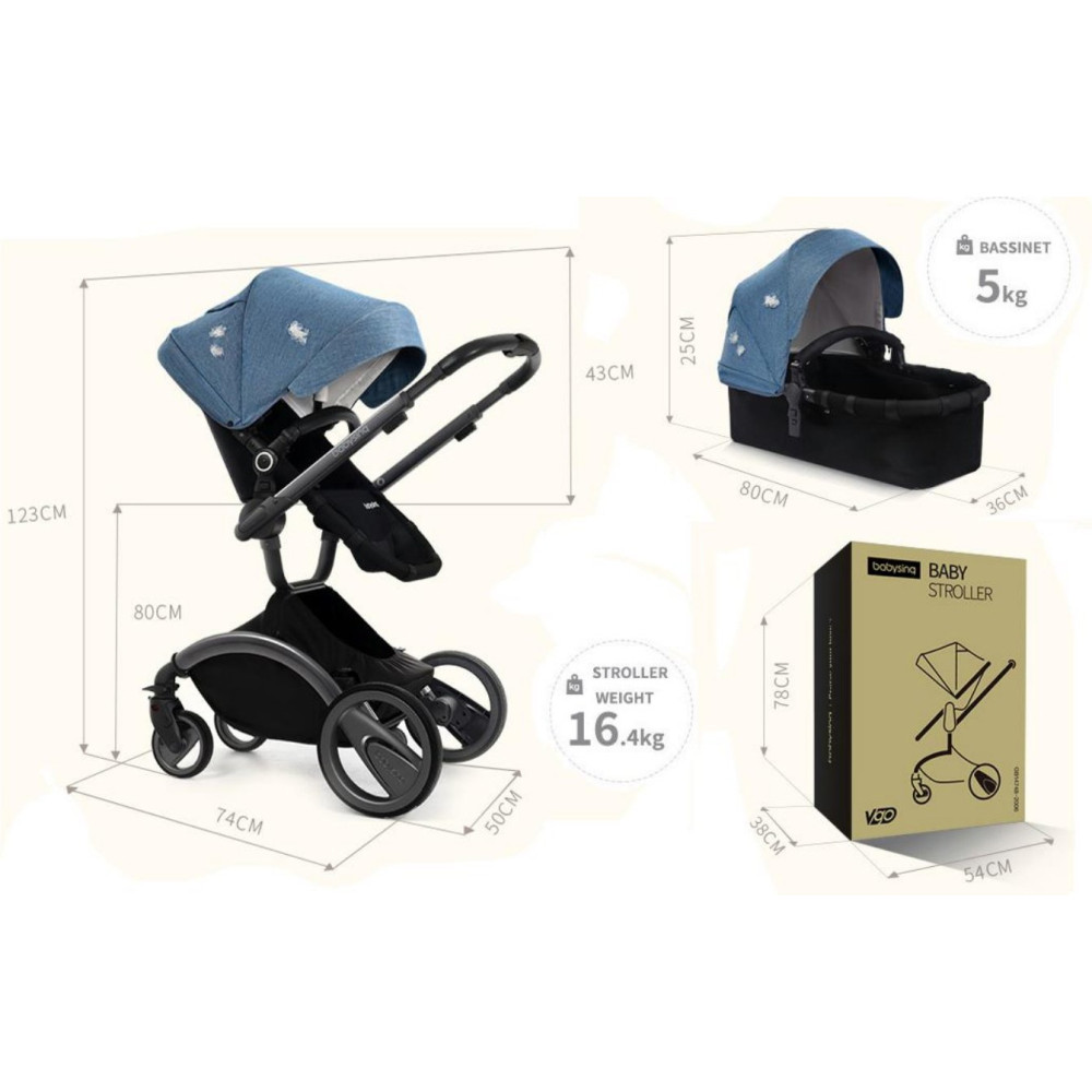 Коляска 2 в 1 Babysing V-Go Jeans Blue