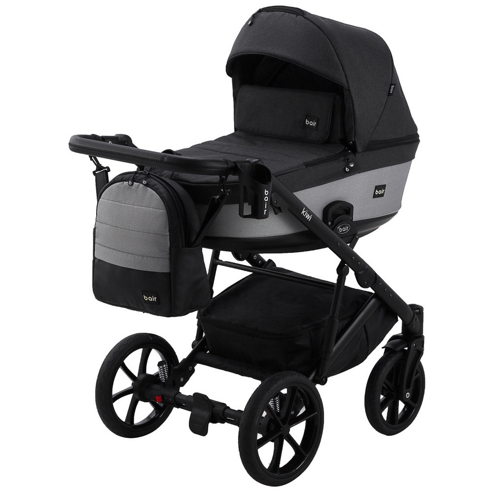 Коляска 2 в 1 Bair Kiwi Soft BKS-00/22 черный - светло-серый