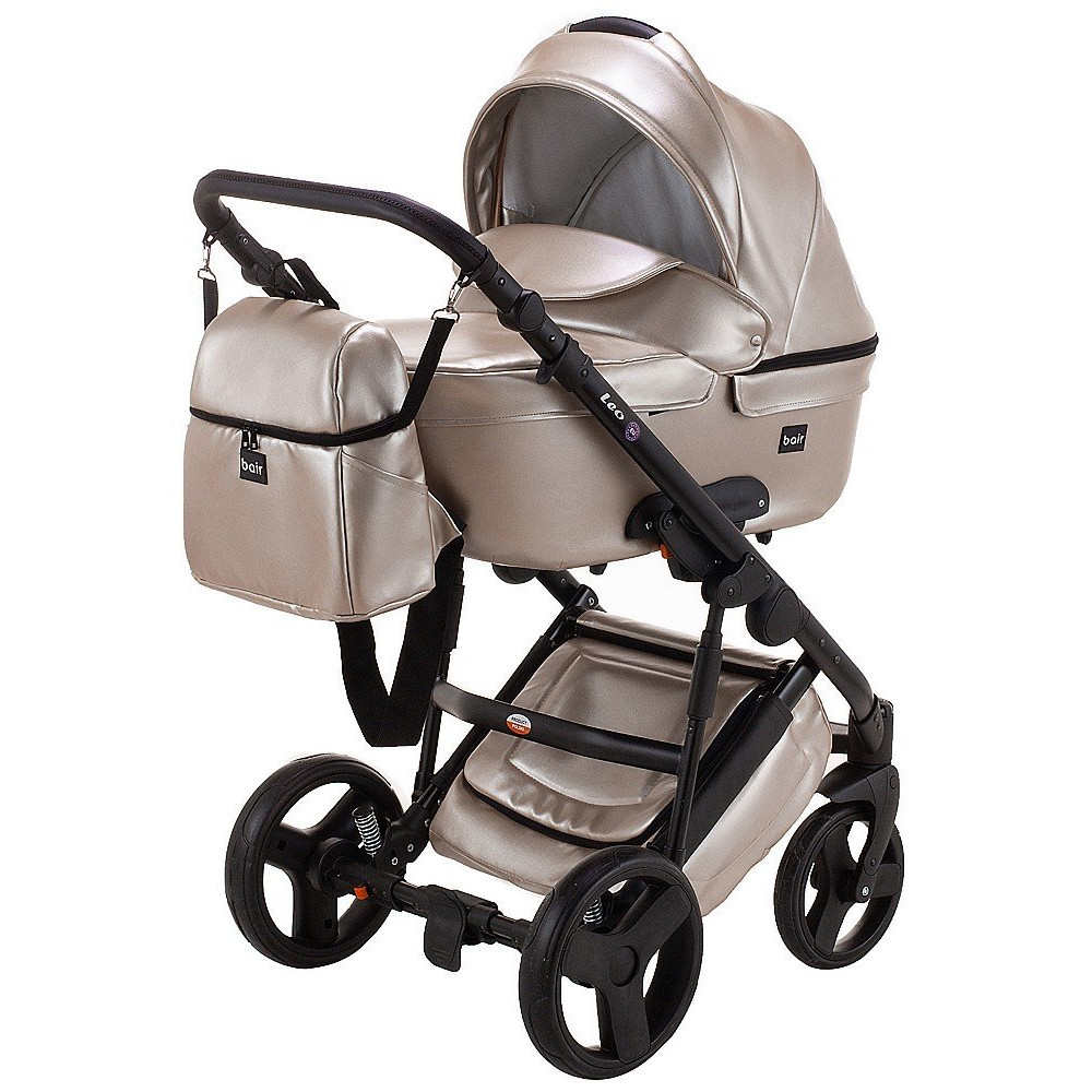 Коляска 2 в 1 Bair Leo Plus кожа 100% LP-39 бежевый перламутр