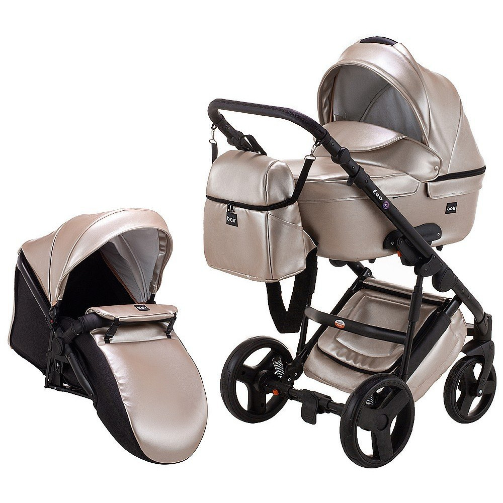 Коляска 2 в 1 Bair Leo Plus кожа 100% LP-39 бежевый перламутр