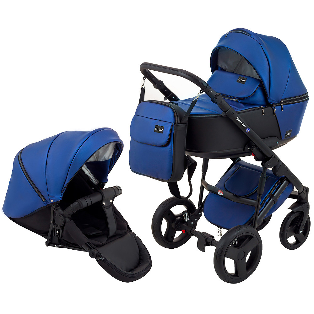 Коляска 2 в 1 Bair Mirello Plus кожа 100% MP-27 темно-синий перламутр - черный Коляска 2 в 1 Bair Mirello Plus кожа 100% MP-27 темно-синий перламутр - черный
