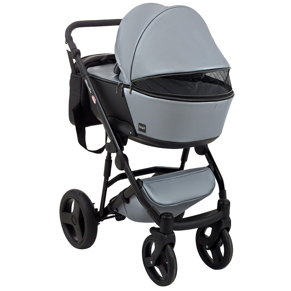 Коляска 2 в 1 Bair Mirello Plus кожа 100% MP-32 серый перламутр - черный Коляска 2 в 1 Bair Mirello Plus кожа 100% MP-32 серый перламутр - черный