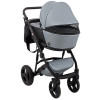 Коляска 2 в 1 Bair Mirello Plus кожа 100% MP-32 серый перламутр - черный