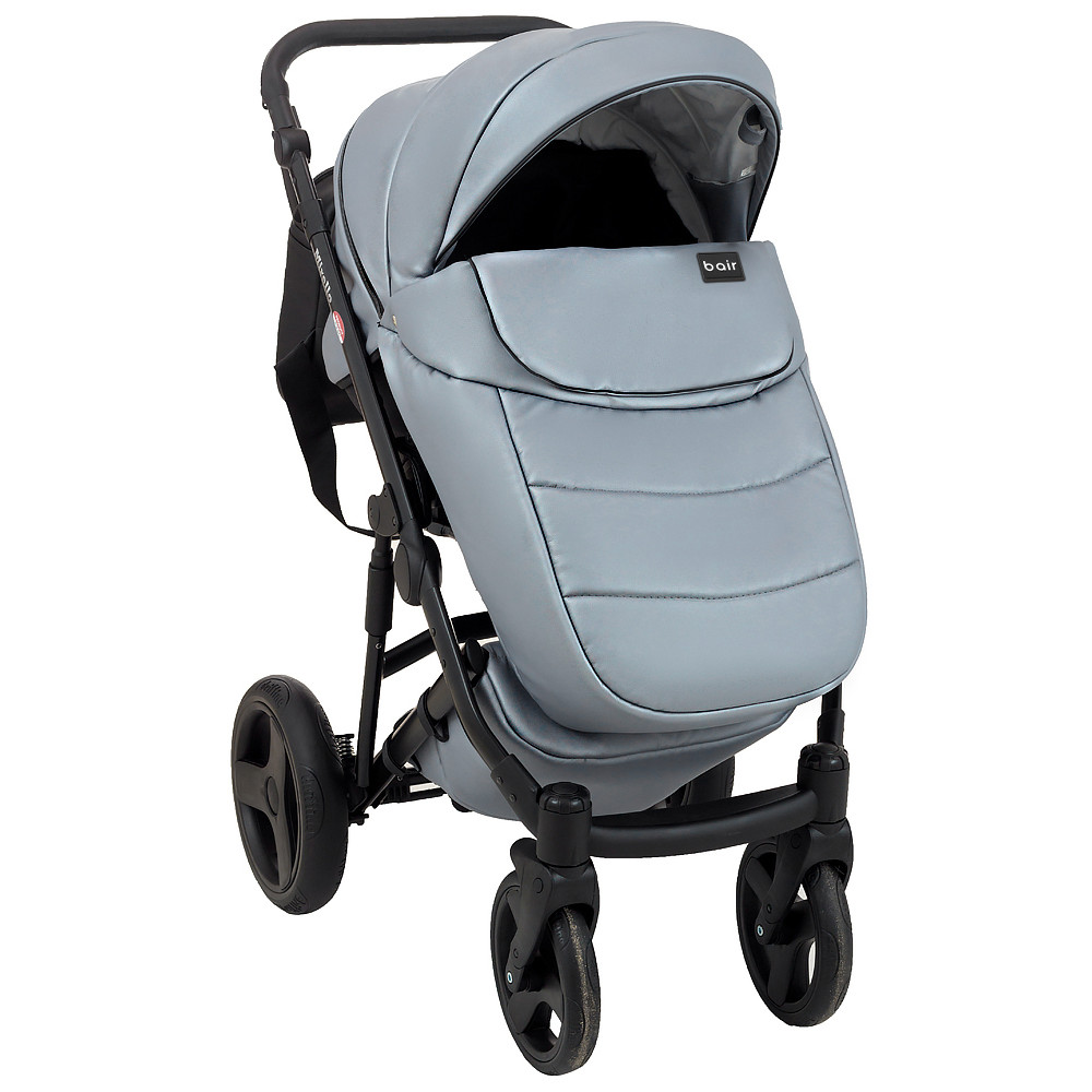 Коляска 2 в 1 Bair Mirello Plus кожа 100% MP-32 серый перламутр - черный Коляска 2 в 1 Bair Mirello Plus кожа 100% MP-32 серый перламутр - черный