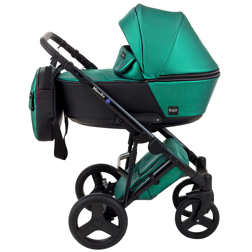 Коляска 2 в 1 Bair Mirello Plus кожа 100% MP-35 зелный перламутр - черный Коляска 2 в 1 Bair Mirello Plus кожа 100% MP-35 зелный перламутр - черный