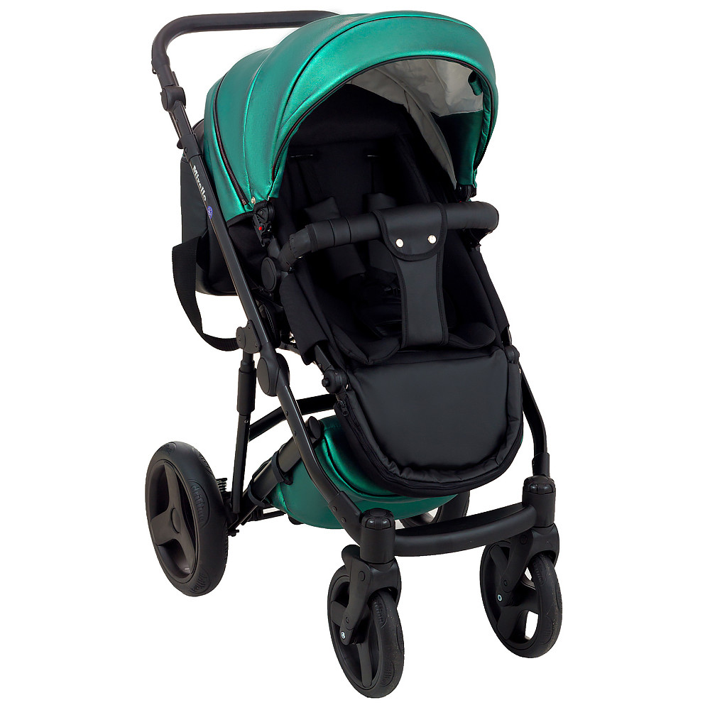 Коляска 2 в 1 Bair Mirello Plus кожа 100% MP-35 зелный перламутр - черный Коляска 2 в 1 Bair Mirello Plus кожа 100% MP-35 зелный перламутр - черный