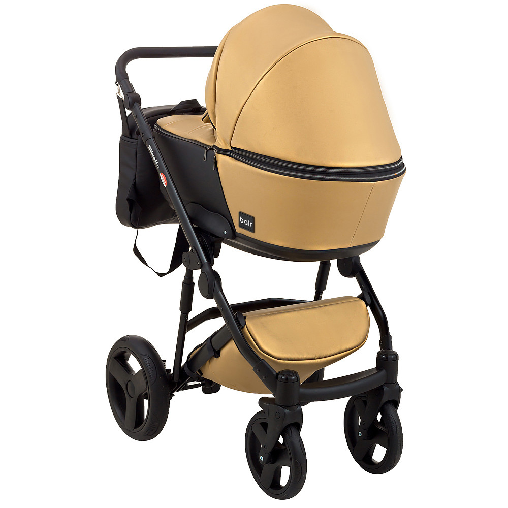 Коляска 2 в 1 Bair Mirello Plus кожа 100% MP-38 золото перламутр - черный Коляска 2 в 1 Bair Mirello Plus кожа 100% MP-38 золото перламутр - черный