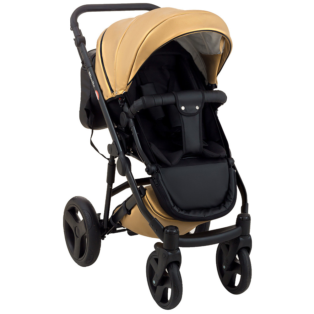 Коляска 2 в 1 Bair Mirello Plus кожа 100% MP-38 золото перламутр - черный Коляска 2 в 1 Bair Mirello Plus кожа 100% MP-38 золото перламутр - черный