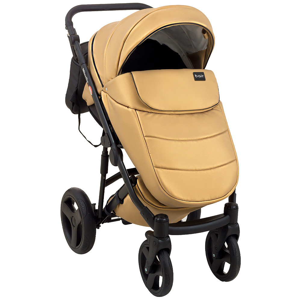 Коляска 2 в 1 Bair Mirello Plus кожа 100% MP-38 золото перламутр - черный Коляска 2 в 1 Bair Mirello Plus кожа 100% MP-38 золото перламутр - черный