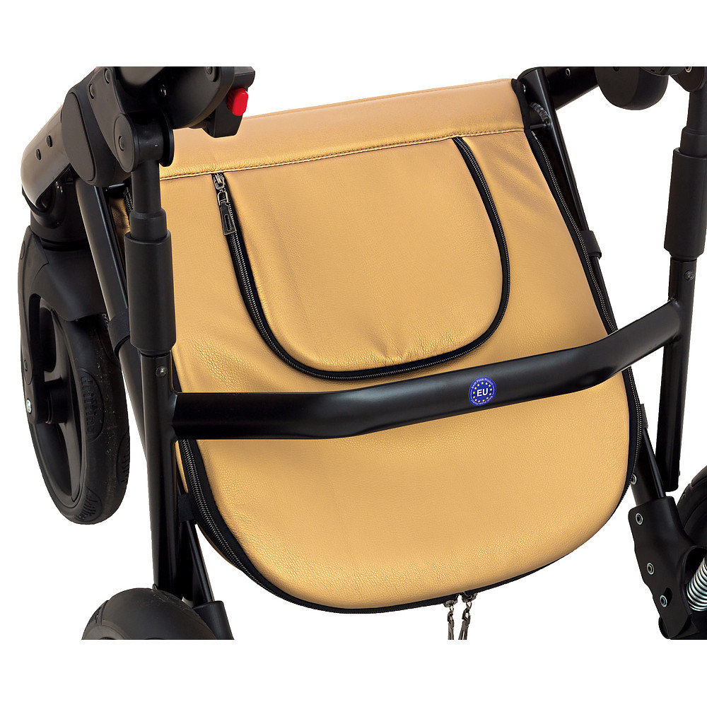 Коляска 2 в 1 Bair Mirello Plus кожа 100% MP-38 золото перламутр - черный Коляска 2 в 1 Bair Mirello Plus кожа 100% MP-38 золото перламутр - черный