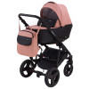 Коляска 2 в 1 Bair Mirello кожа 100% М-02/30 розовый (пудра) - черный