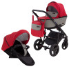Коляска 2 в 1 Bair Mirello кожа 100% М-10/32 красный - серый