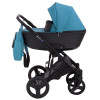 Коляска 2 в 1 Bair Mirello кожа 100% М-20/30 голубой - черный