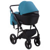 Коляска 2 в 1 Bair Mirello кожа 100% М-20/30 голубой - черный