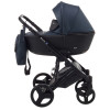Коляска 2 в 1 Bair Mirello кожа 100% М-27/30 темно-синий - черный